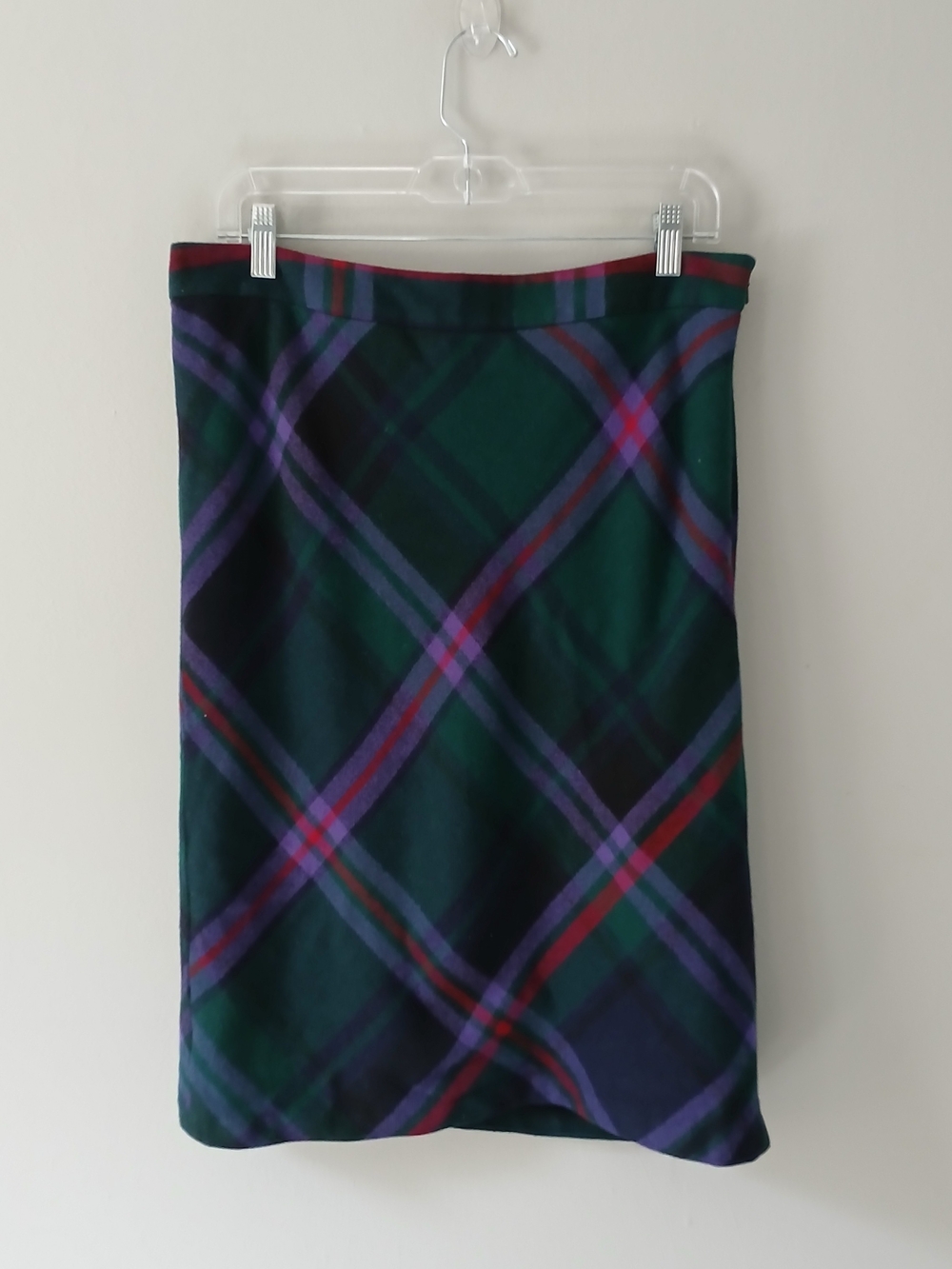 Eddie Bauer Women's Size 10 Wool-Blend Plaid Pencil Skirt Knee Length Lined